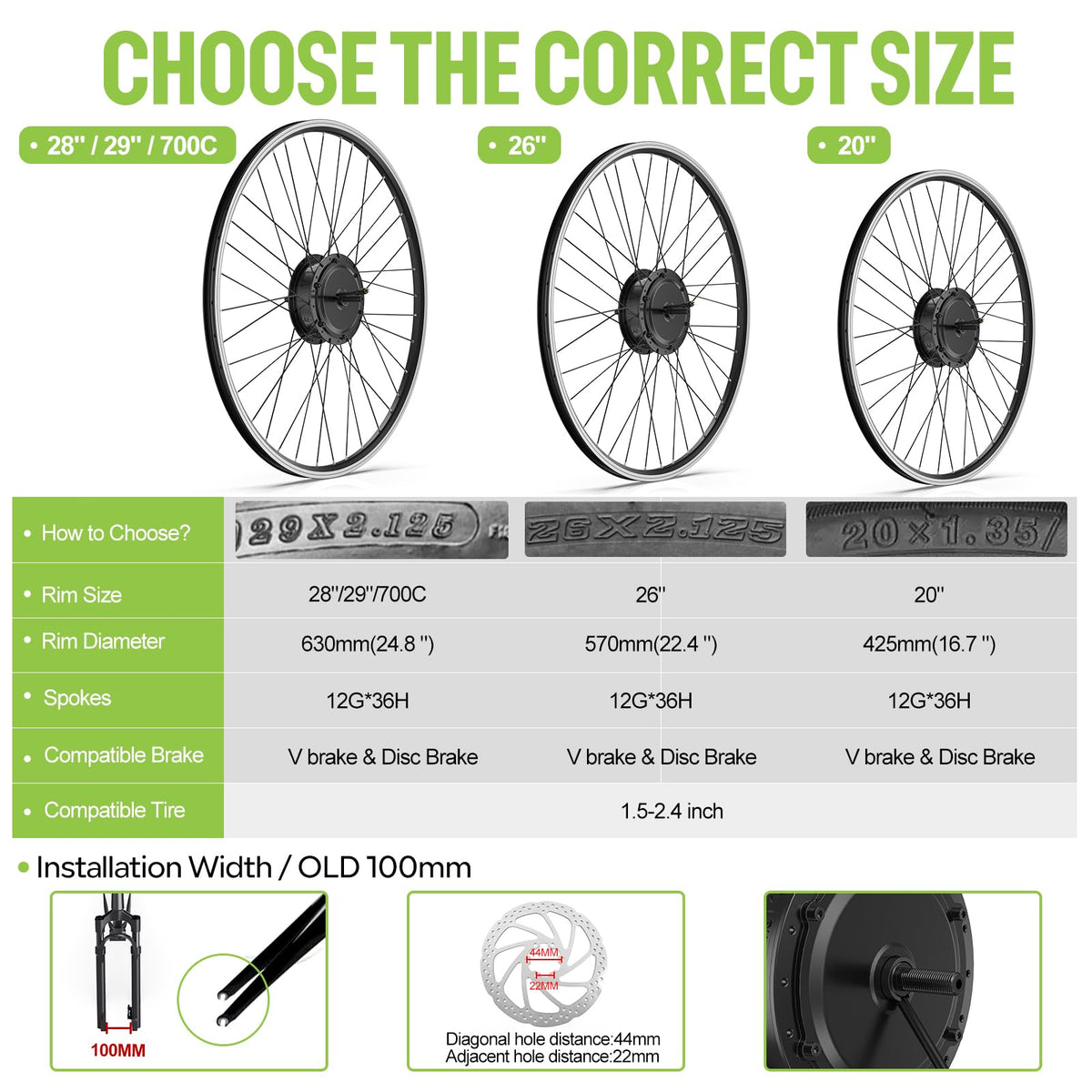 48V 500W Front Hub Motor Ebike Conversion Kit with Display O22637