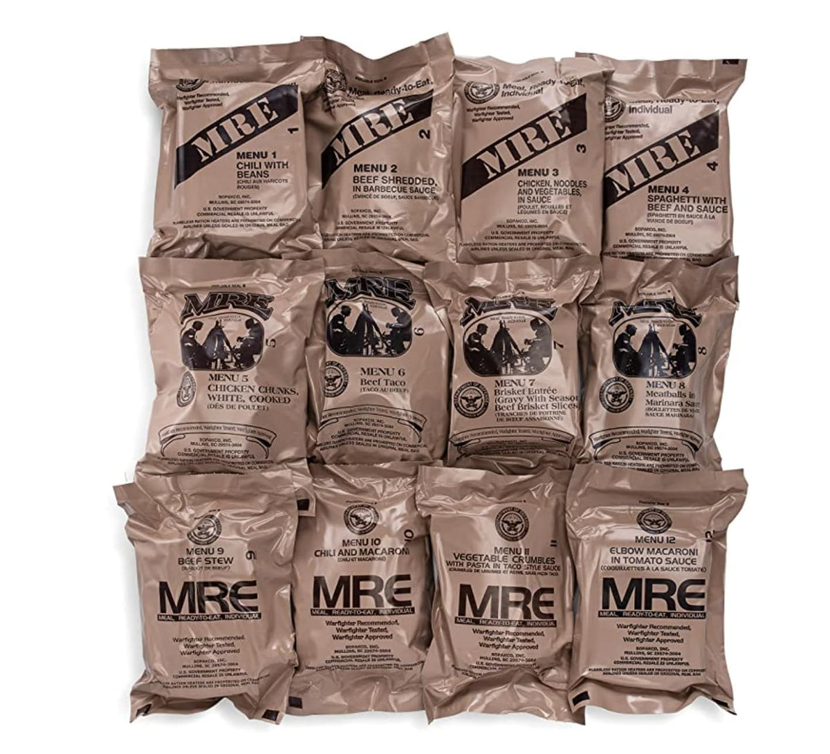MRE Meals Ready to Eat 12 Pack D3510