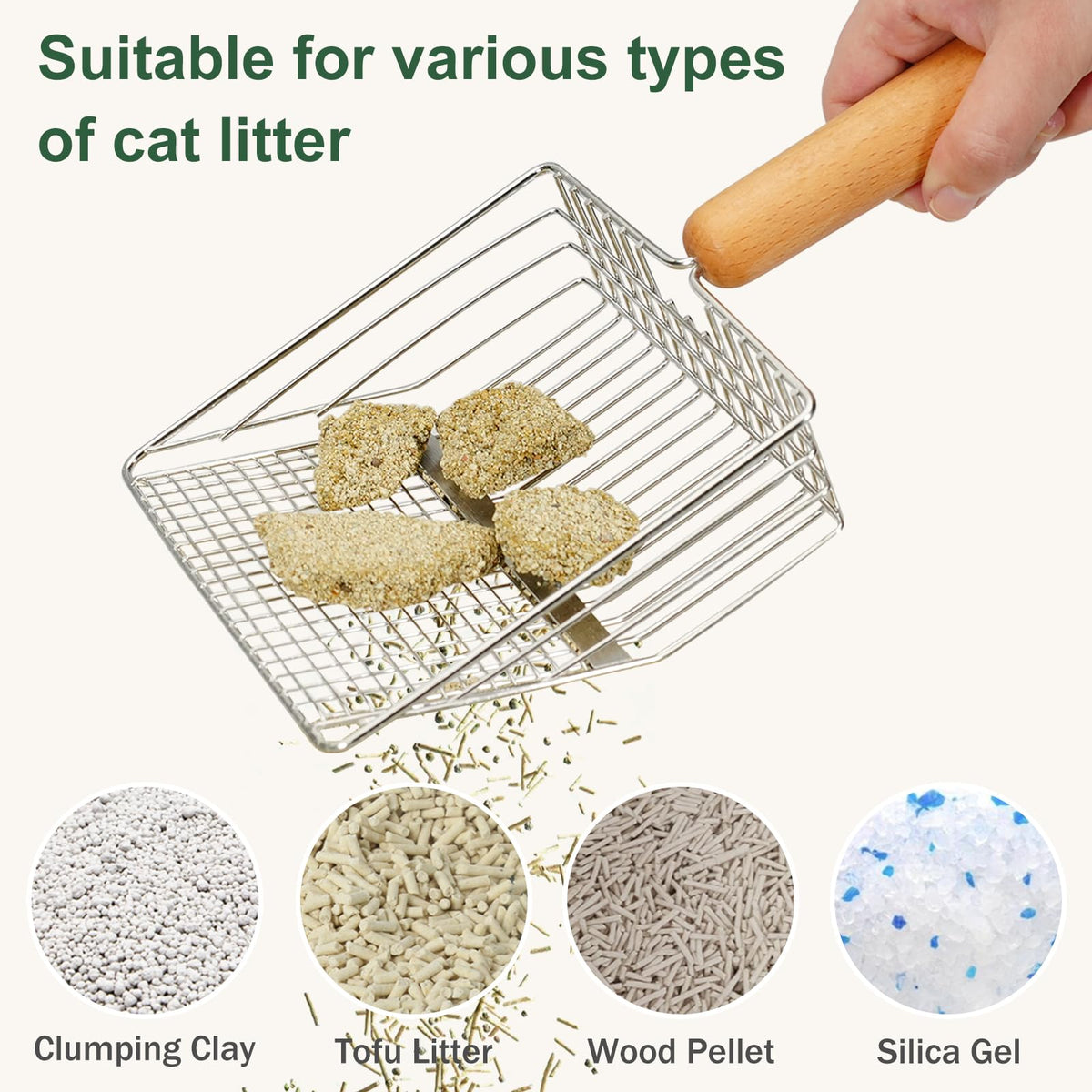 Heavy Duty Stainless Steel Cat Litter Scoop with Holder Y843
