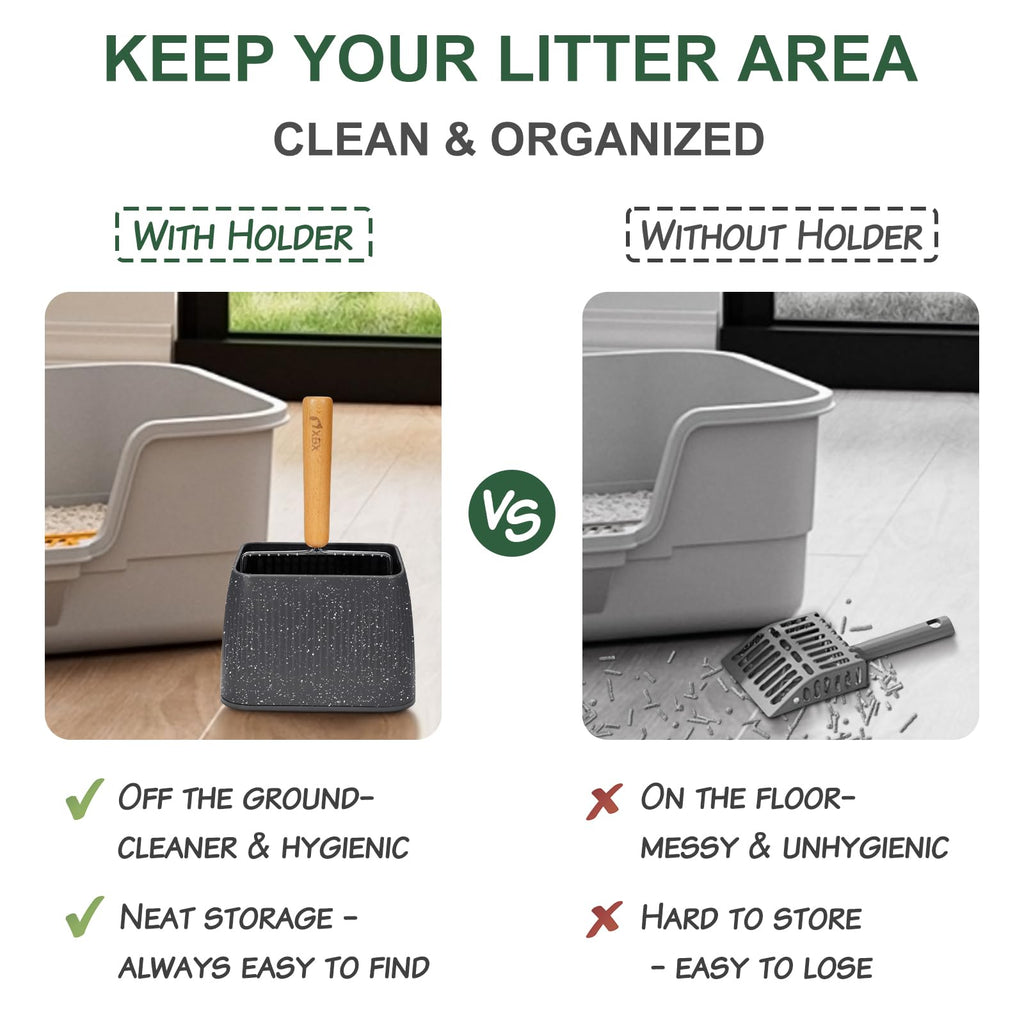 Heavy Duty Stainless Steel Cat Litter Scoop with Holder Y843