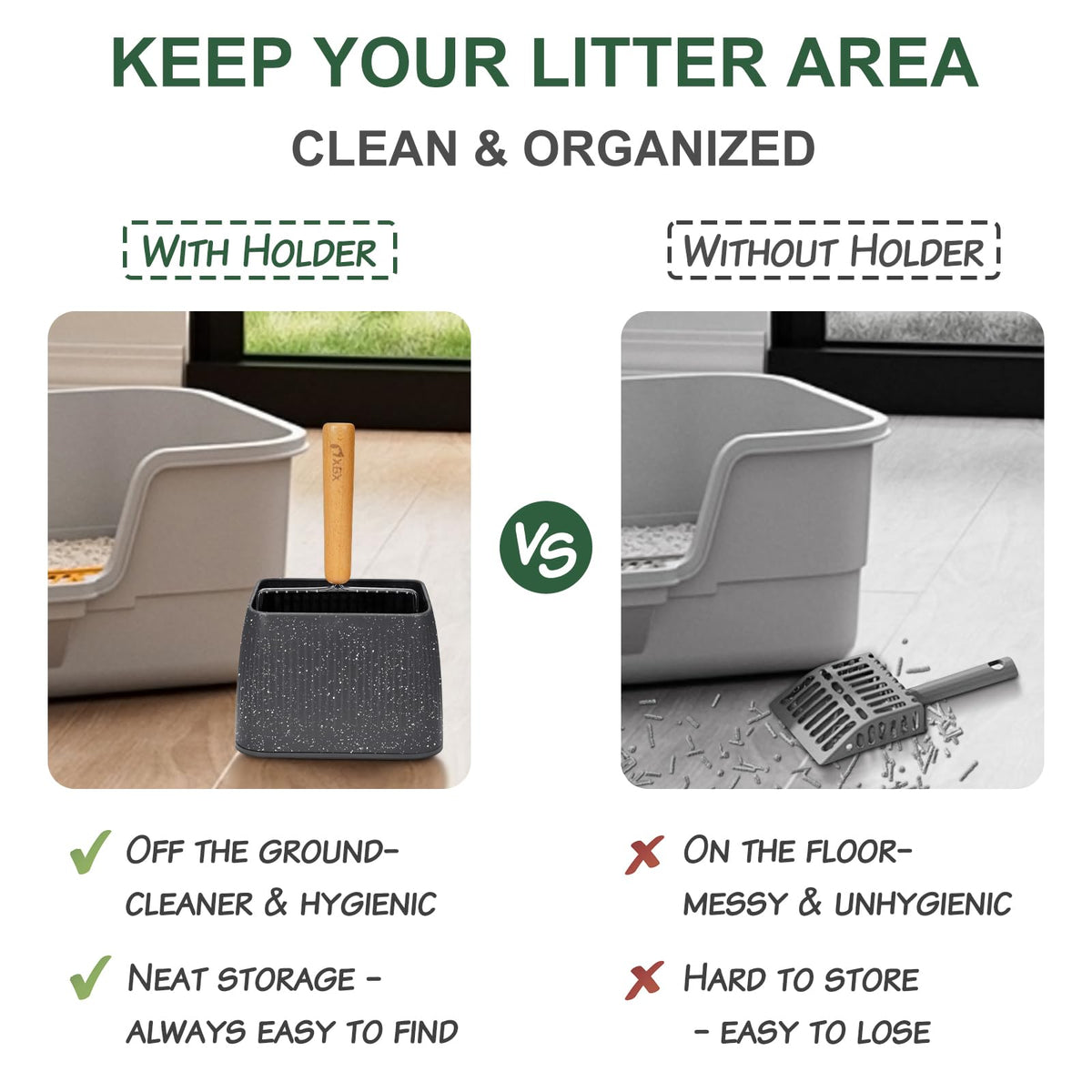 Heavy Duty Stainless Steel Cat Litter Scoop with Holder Y843