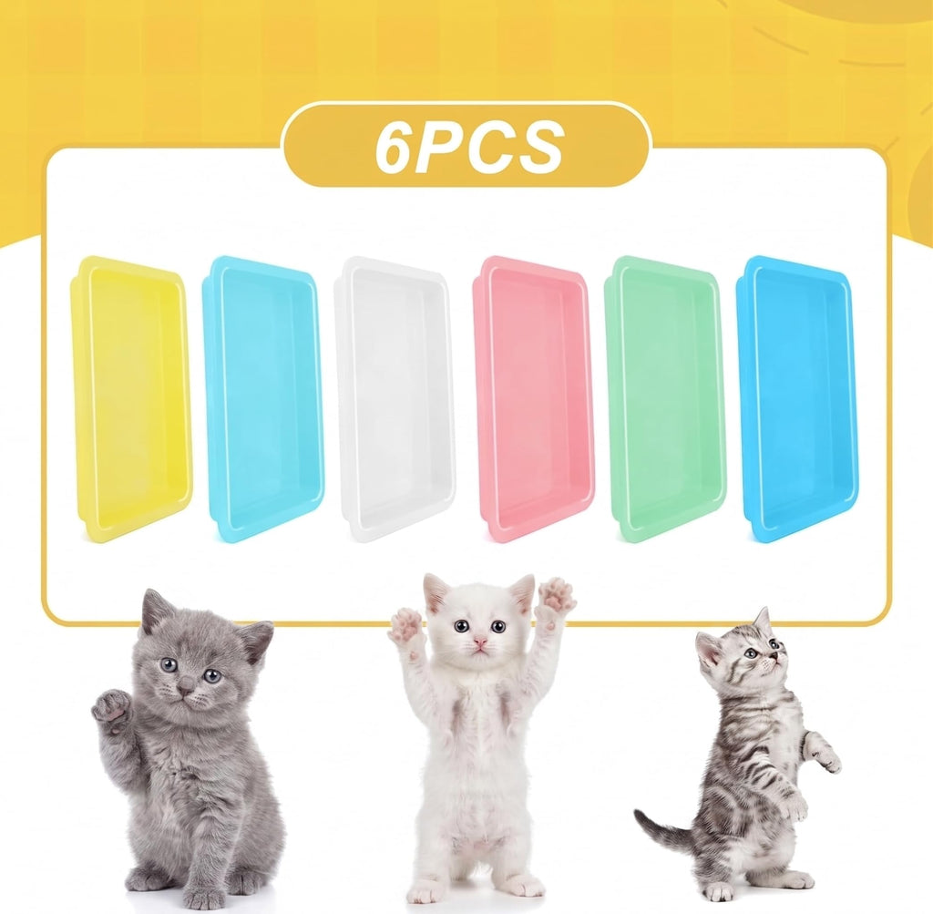 6 Pcs Low Entry Portable Litter Box with Scooper U1559