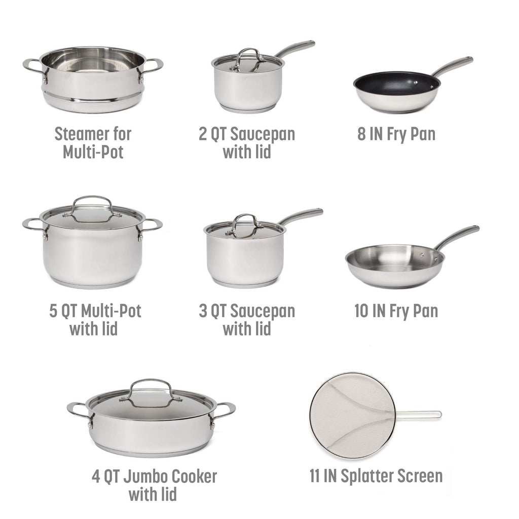 12-Piece Stainless Steel Cookware Set with Non Stick Frying Pan S602244