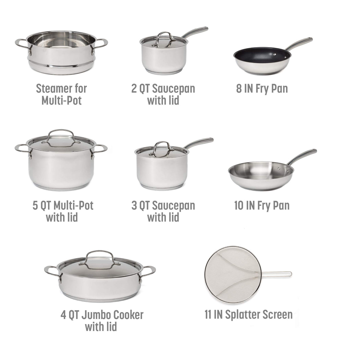12-Piece Stainless Steel Cookware Set with Non Stick Frying Pan S602244