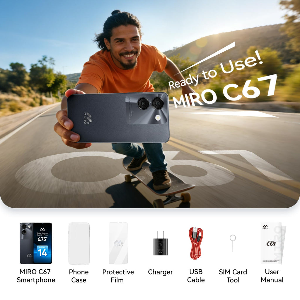Ultra-Light 6.75" Big Screen 4G+64GB 13MP Dual Camera 4900mAh Android 14 Dual SIM Smartphone L302