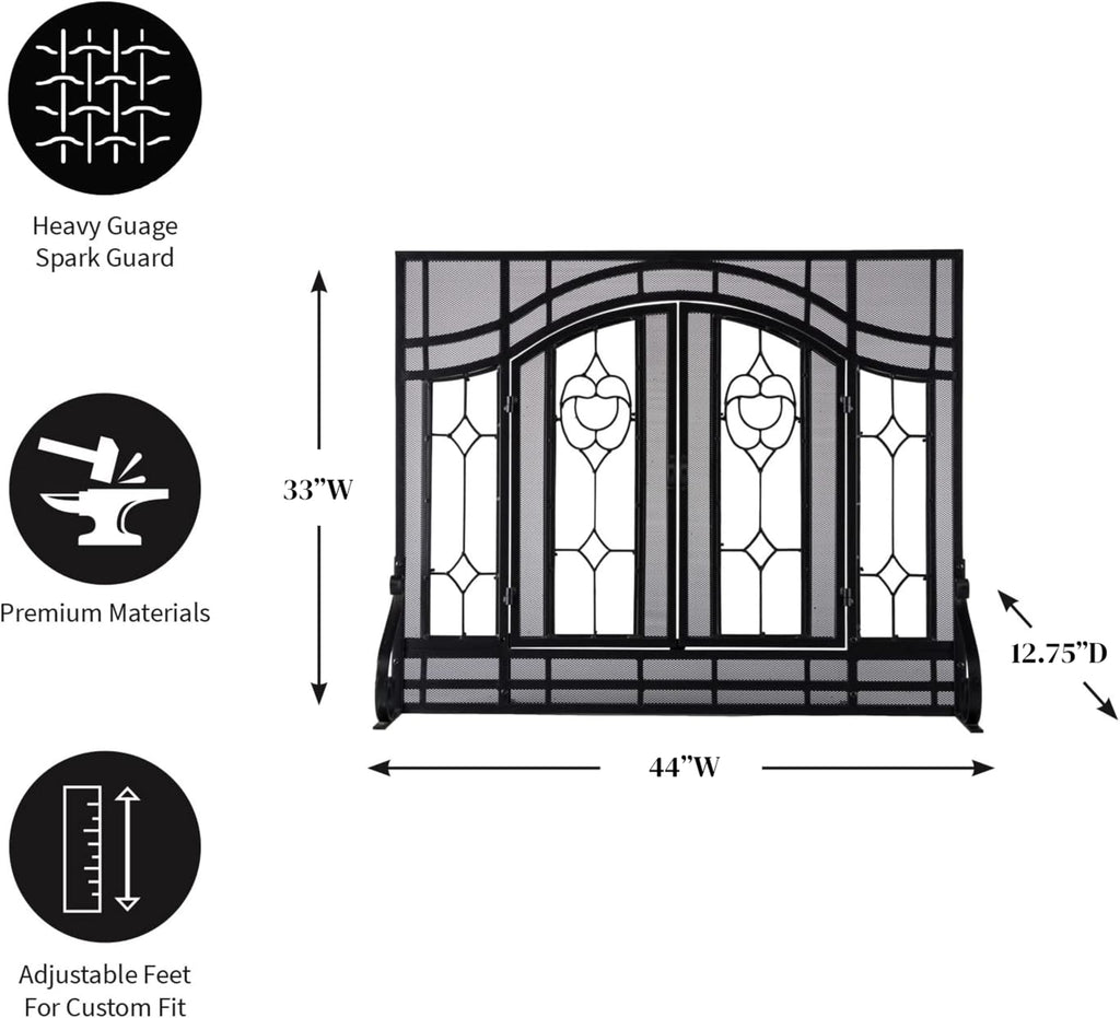 Black Metal Fireplace Screen J657