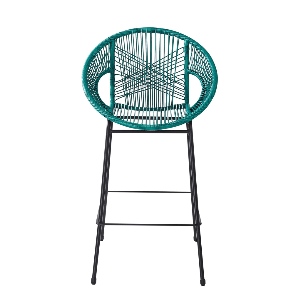 Teal Faux Wicker Outdoor Bar Stool, Set of 2 D325150