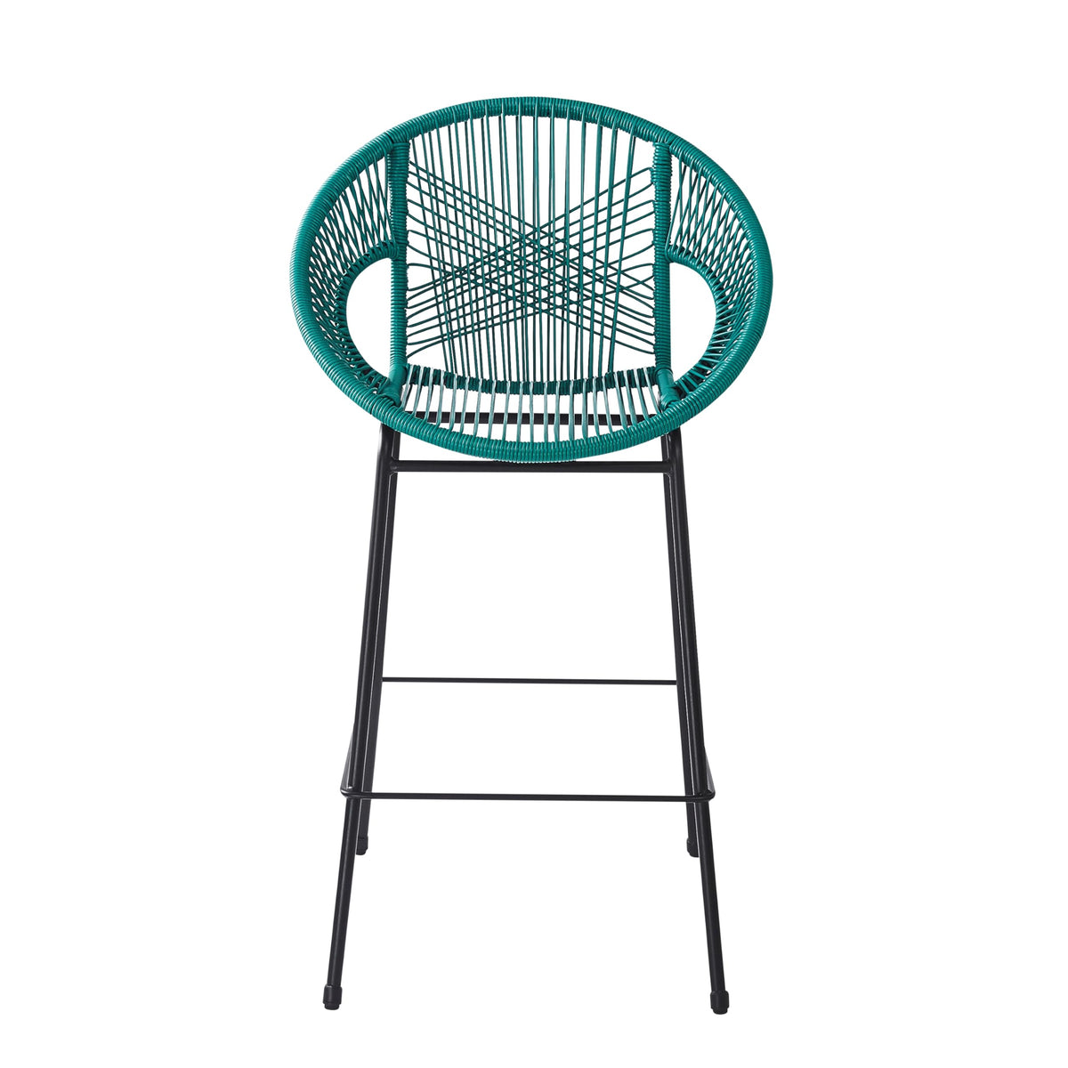 Teal Faux Wicker Outdoor Bar Stool, Set of 2 D325150