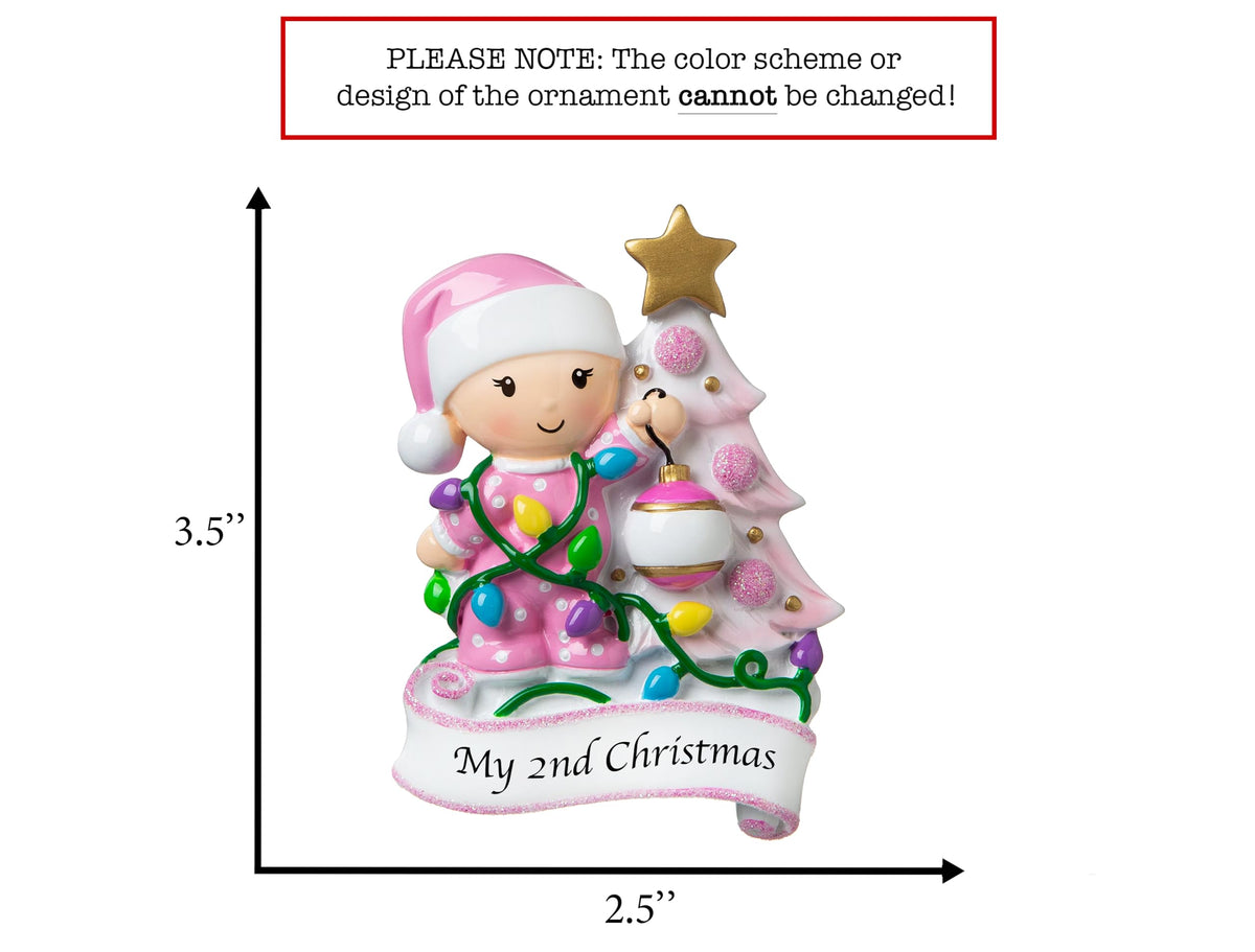 Baby's Second Christmas Ornament 2026 Pink B30751