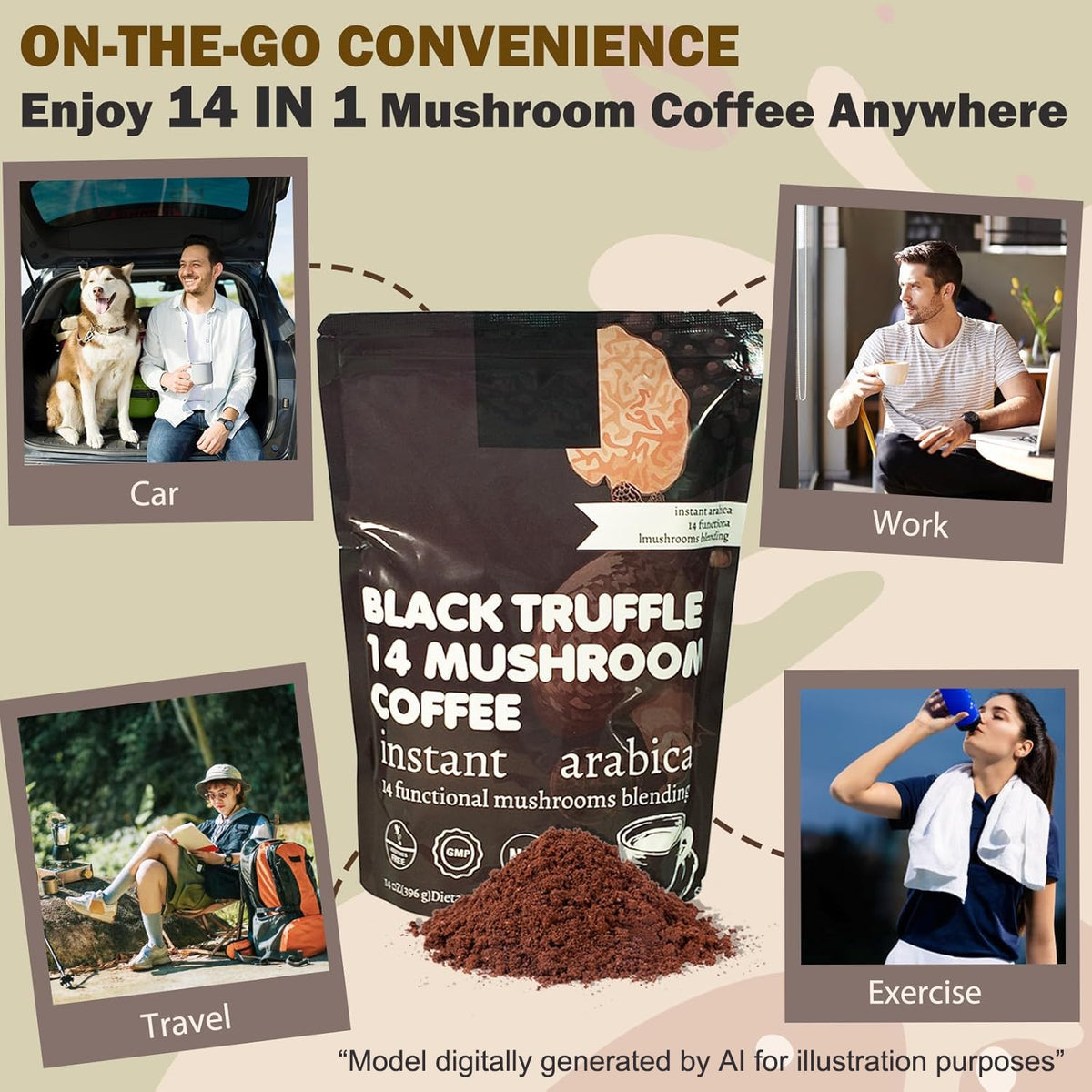 14 in 1 Mushroom Coffee Medium Roast Instant 396g X38100