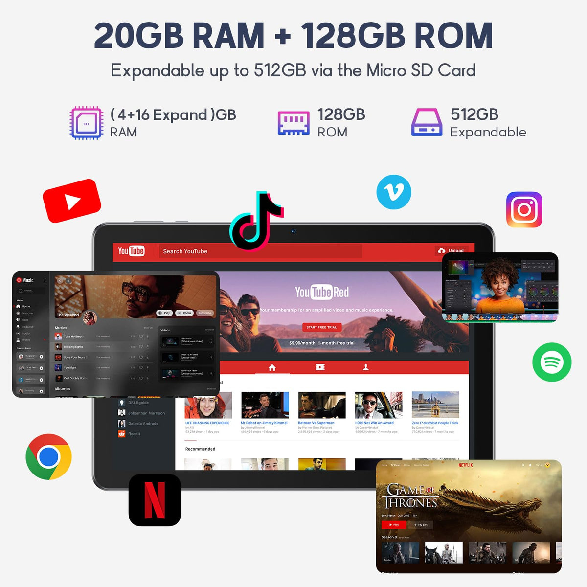 10 Inch Android Tablet with Keyboard 128GB O83267