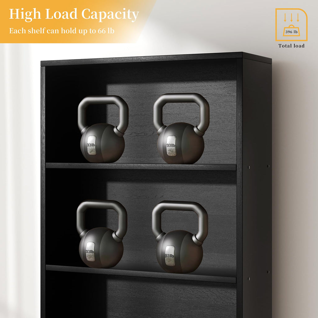 Black 6 Tier 71 Inch Bookshelf S310807
