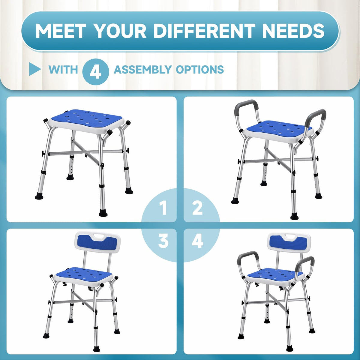 Adjustable Shower Chair with Arms and Back O236251