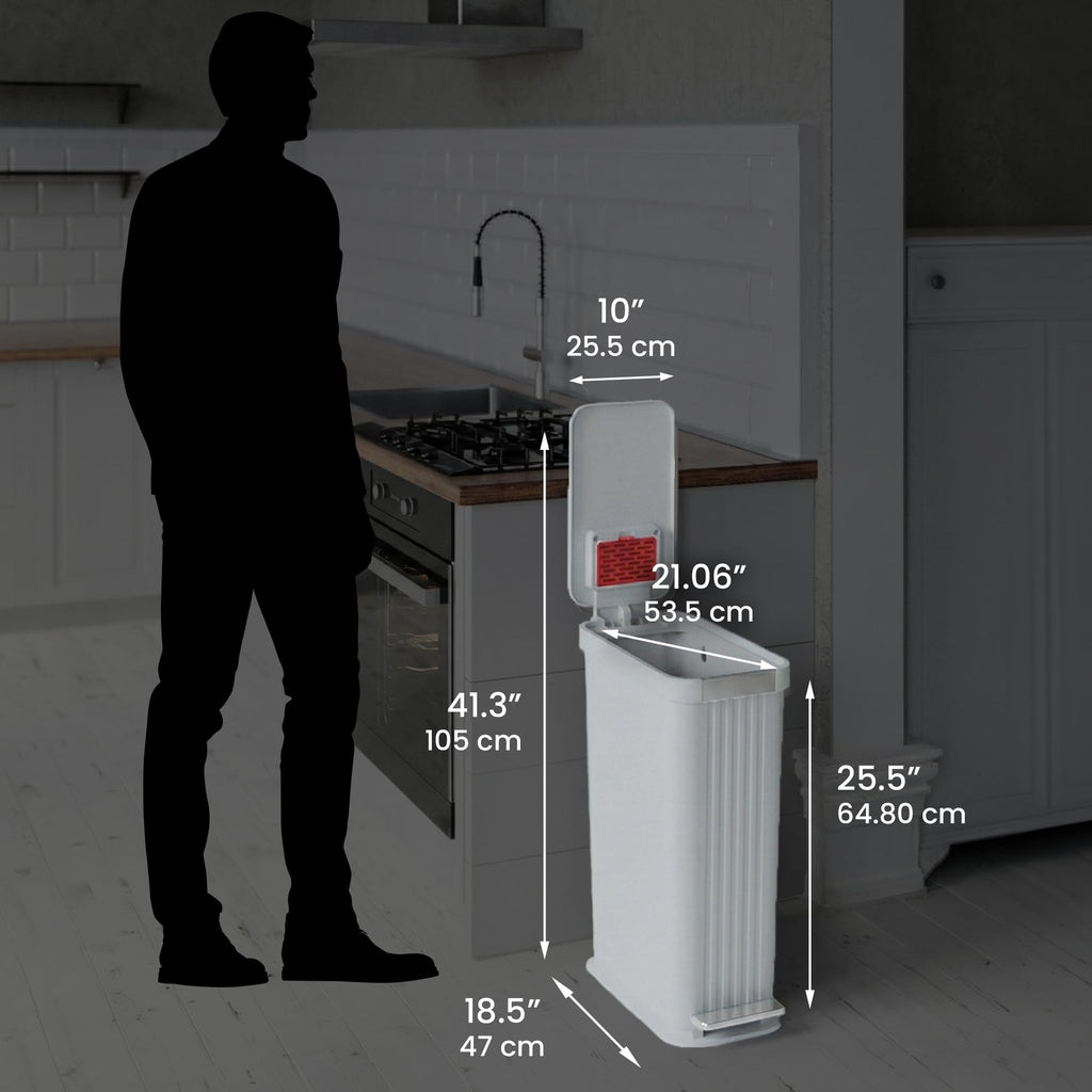 50 L Slim Step Pedal Kitchen Trash Can with Odor Filter I593