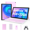 Android 15 Tablet 10 inch, 2 in 1 Tablet with Keyboard Case Mouse Stylus, 8GB RAM 32GB ROM, Quad Core, 1280x800 HD Screen, 6000mAh H1093