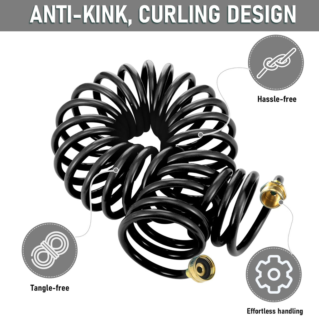 Expandable Coil Garden Hose 100 ft with Spray Nozzle M39082