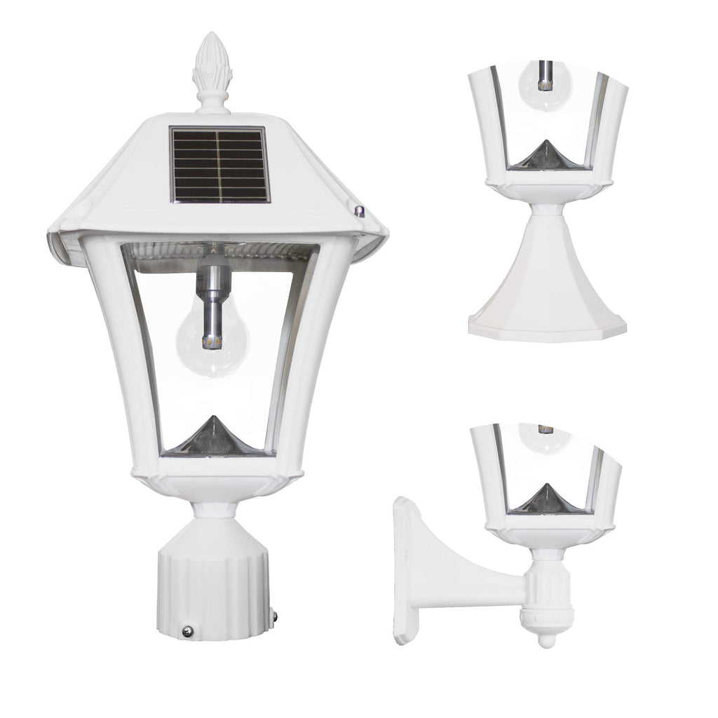 White Outdoor Solar Post Light with 3 Mounting Options Q31393