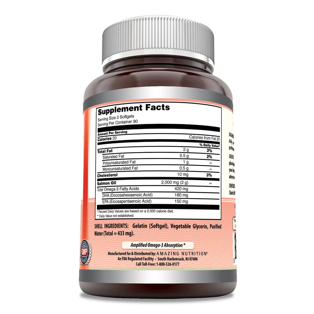 Wild Alaskan Salmon Oil 2000 Mg 180 Softgels Non-GMO Gluten-Free L1723