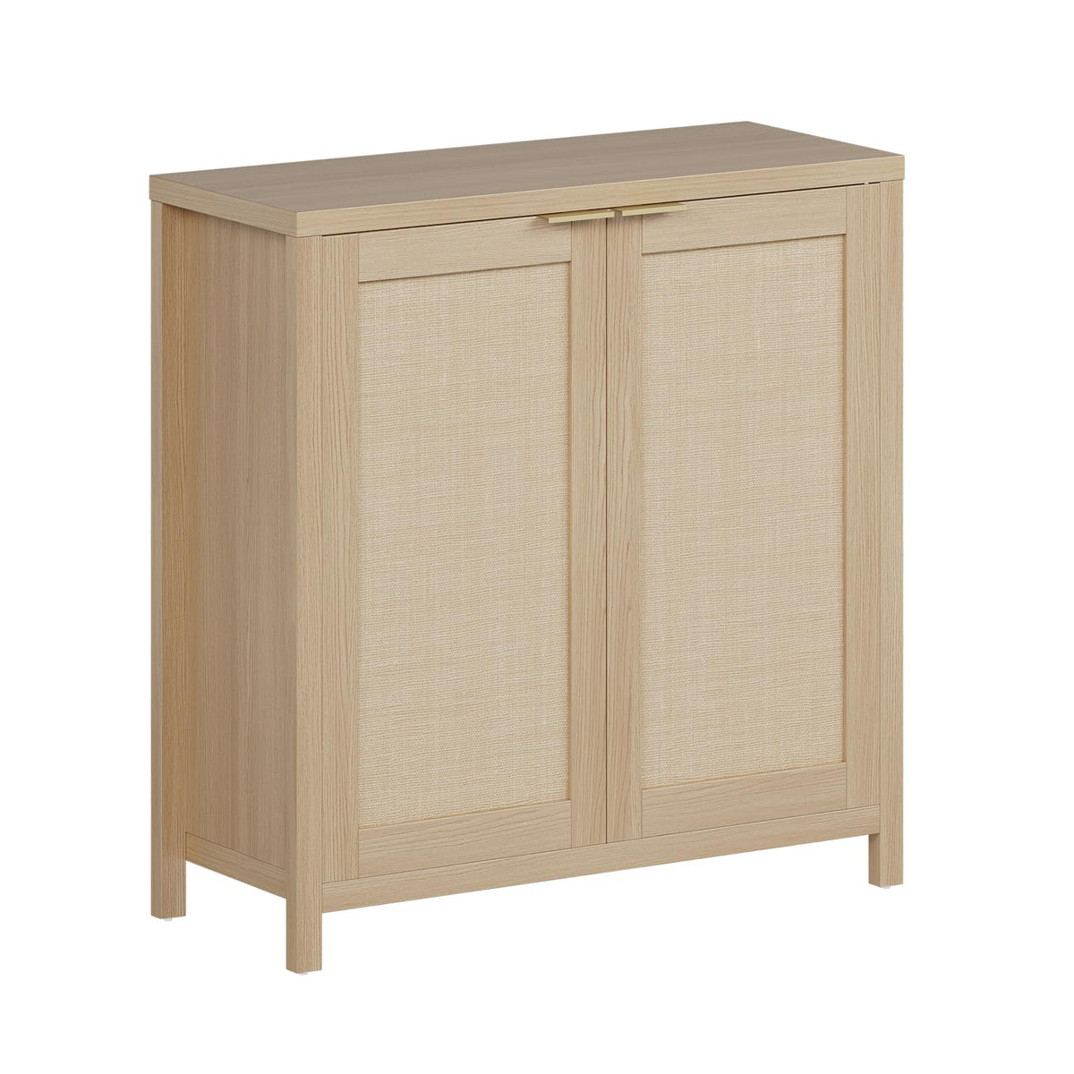 Light Oak Rattan Storage Cabinet with Adjustable Shelves P139