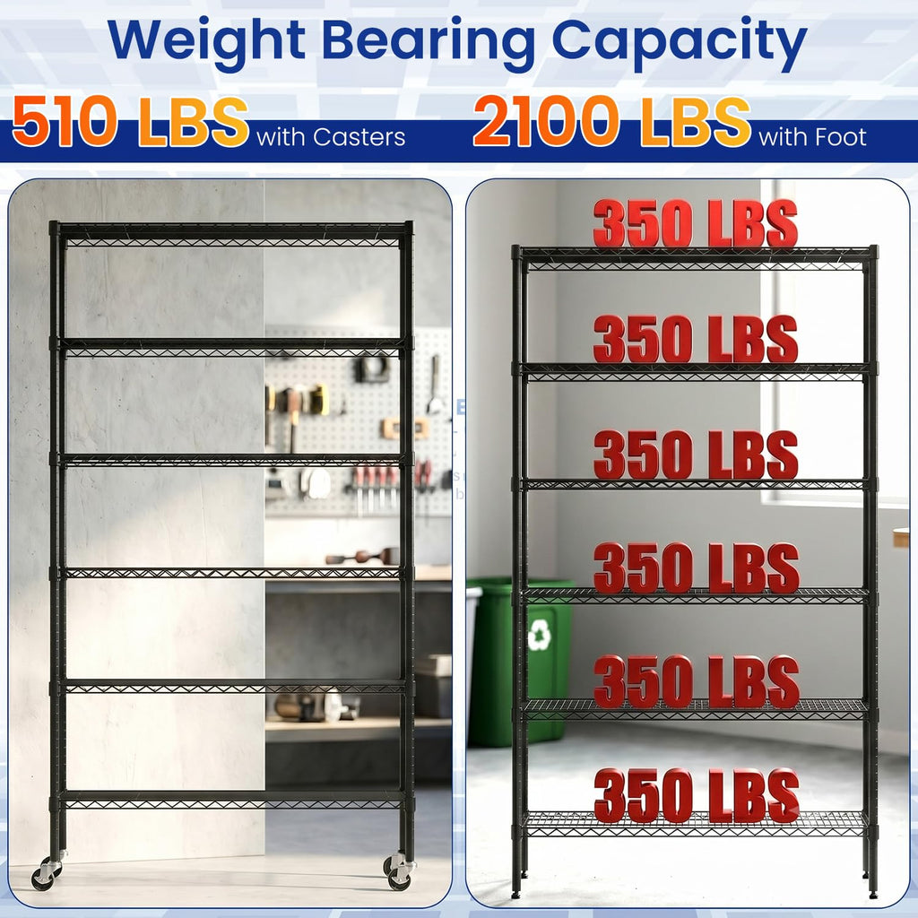 Black Adjustable Metal Wire Shelving Unit K811