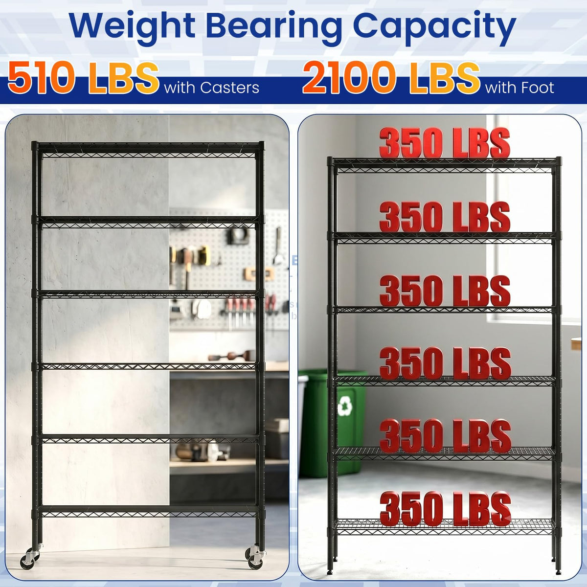 Black Adjustable Metal Wire Shelving Unit K811