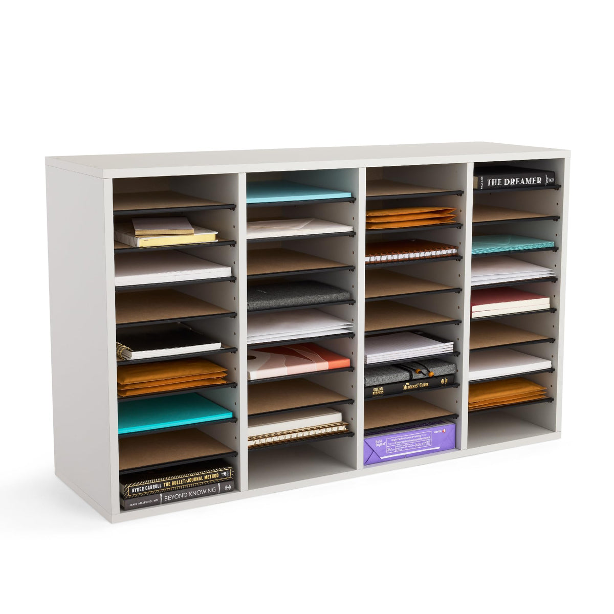 36 Compartments Wood Literature Organizer J69622