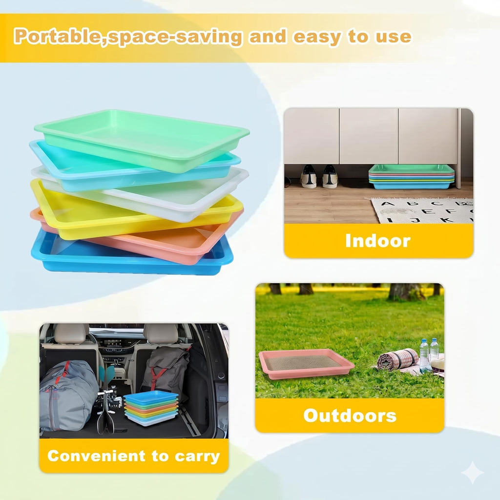 6 Pcs Low Entry Portable Litter Box with Scooper U1559
