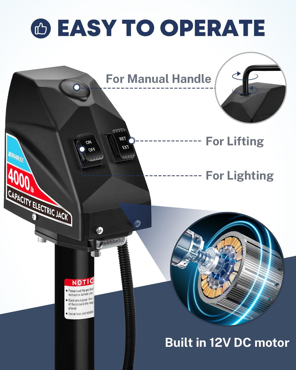 Electric Trailer Jack 4000 lbs L999