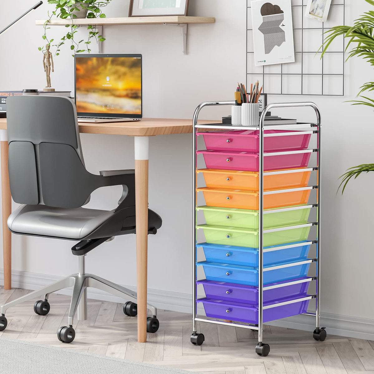 10 Drawer Rolling Storage Cart Organizer K2600