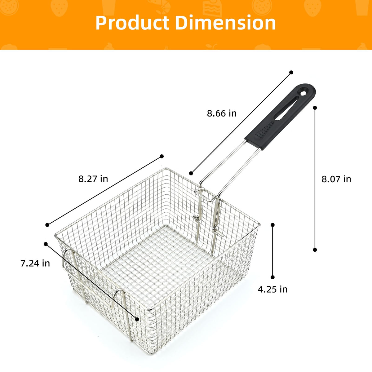 Electric Fryer Basket with Rubber Handle Grip, 2 Pcs J489