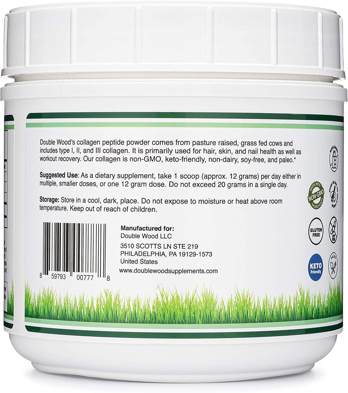 Collagen Peptides Powder Type I II III 16 oz R6934