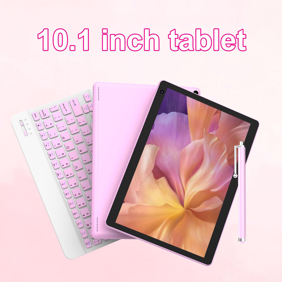 Android 15 Tablet 10 inch, 2 in 1 Tablet with Keyboard Case Mouse Stylus, 8GB RAM 32GB ROM, Quad Core, 1280x800 HD Screen, 6000mAh H1093