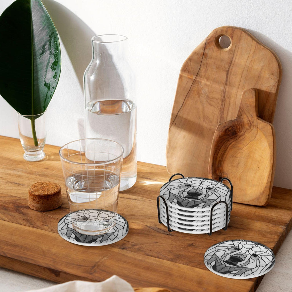 Black and White Bear Ceramic Coasters Set of 6 V248976