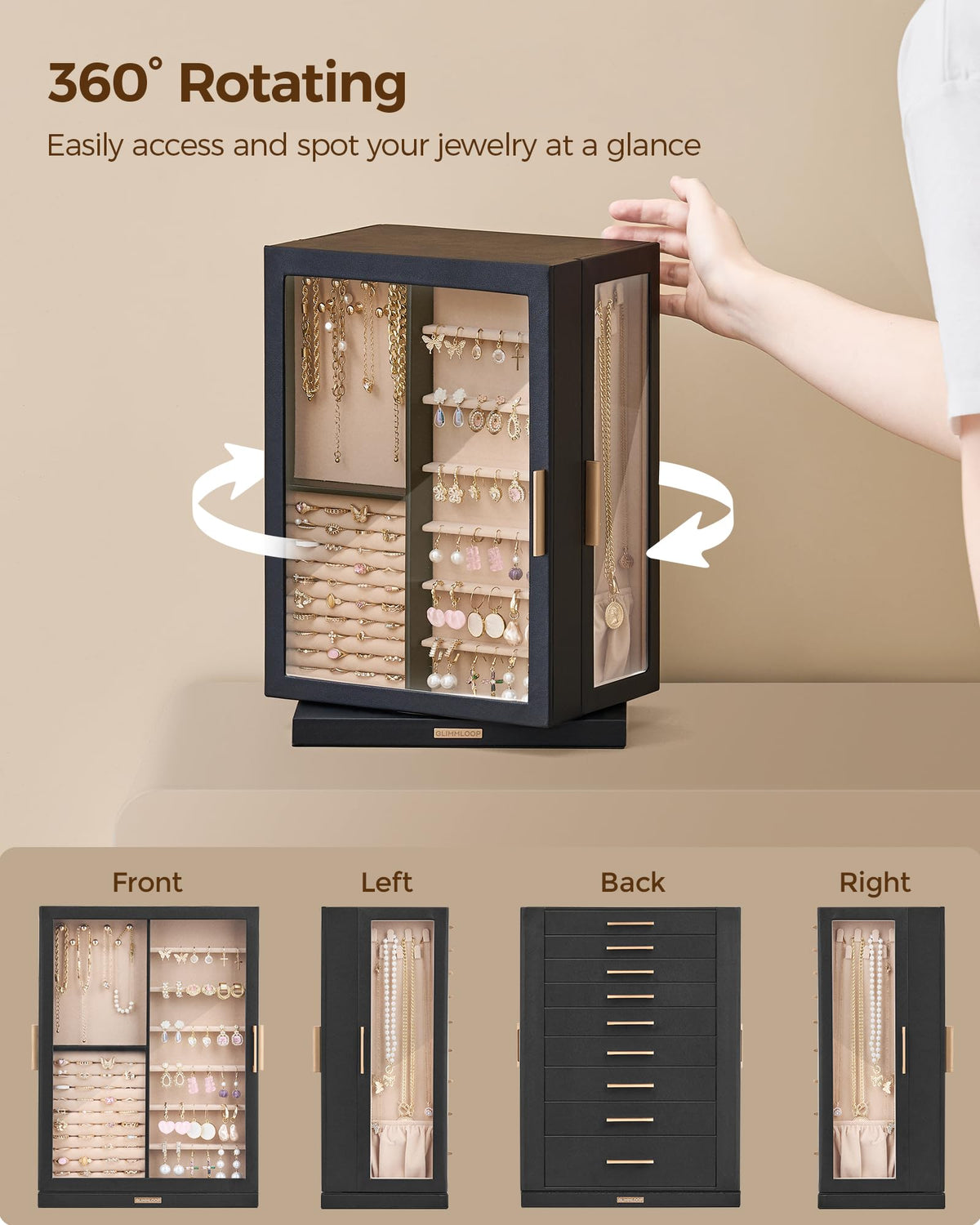 360° Rotating 9 Drawer Jewelry Box C793