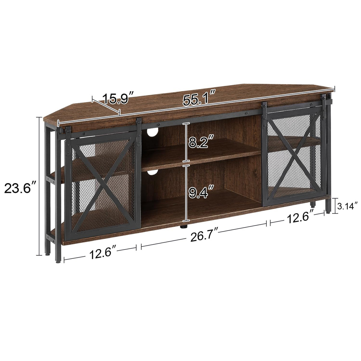 Brown Corner TV Stand with Storage M9665