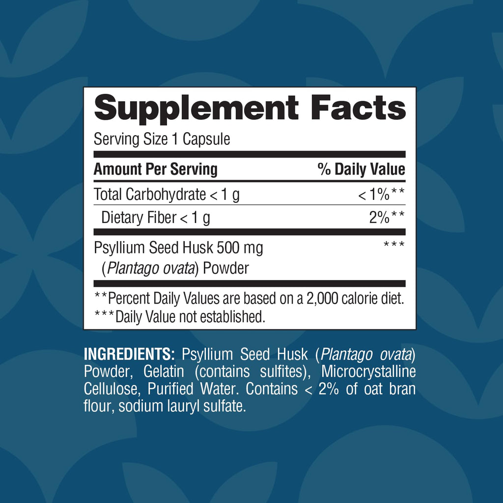 Psyllium Husk 500 mg Capsules 200 Count C545187