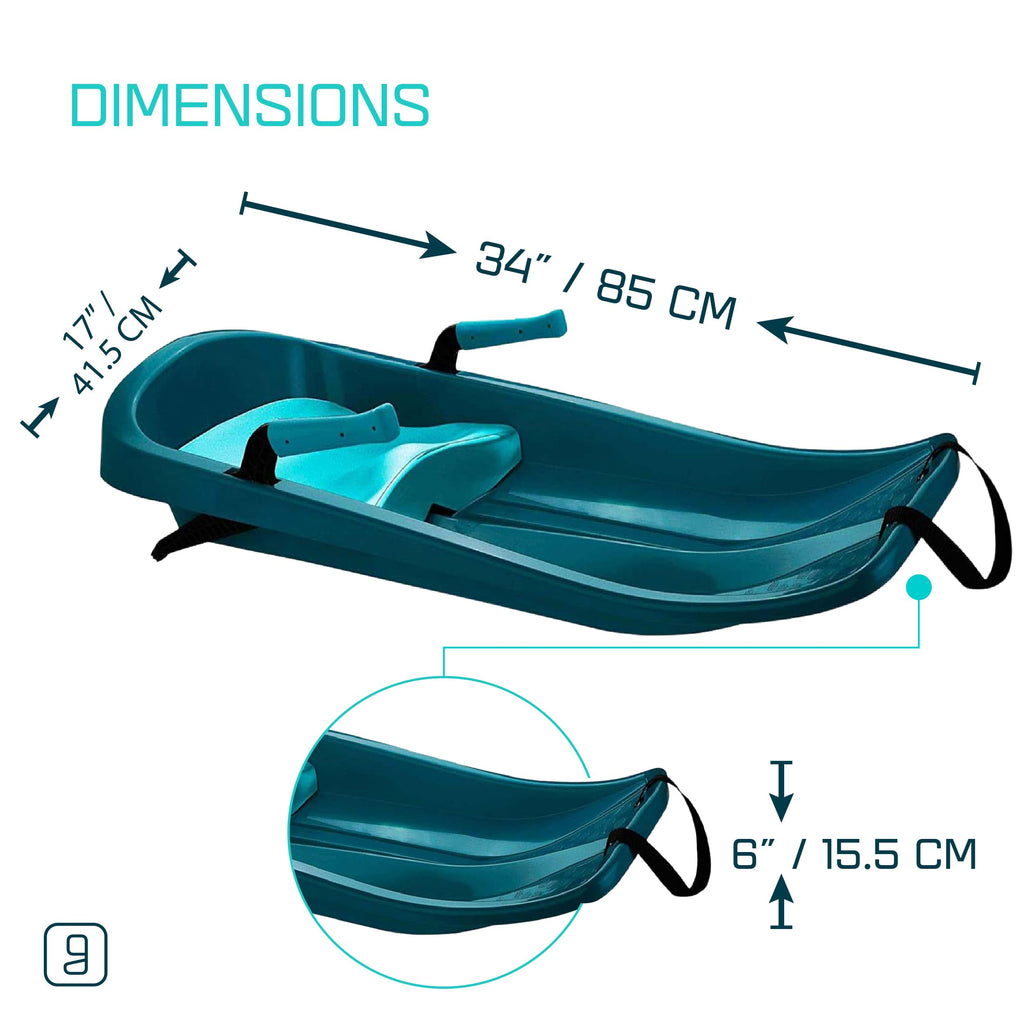 Kids' Plastic Toboggan Sleds with Tow Strap J108