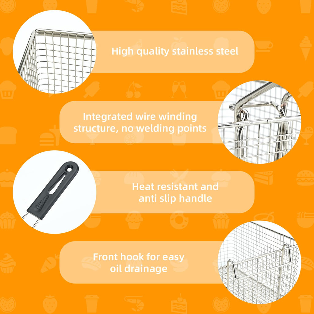Electric Fryer Basket with Rubber Handle Grip, 2 Pcs J489
