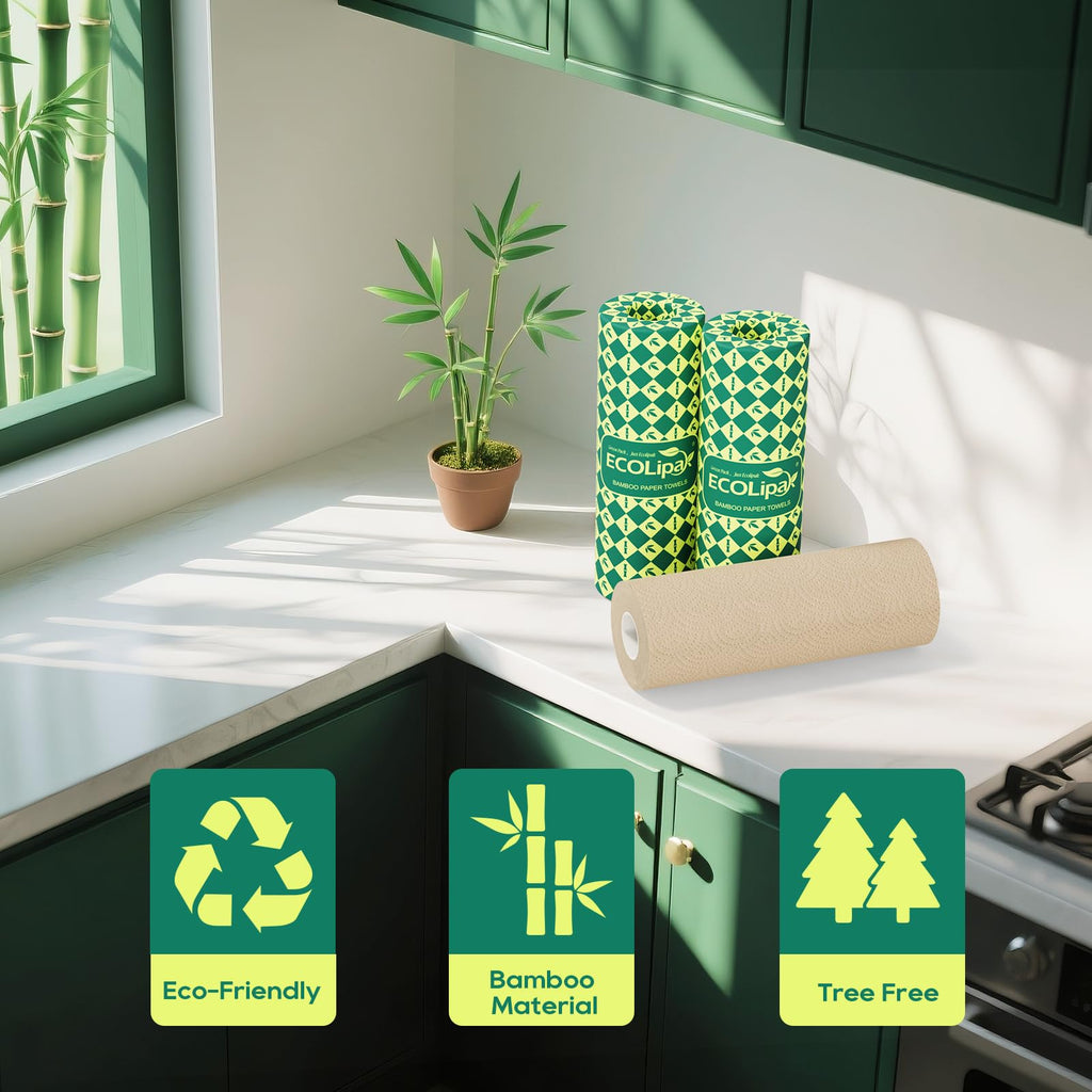 Bamboo Paper Towels, 8 Rolls, 2 Ply 120 Sheets Q1167