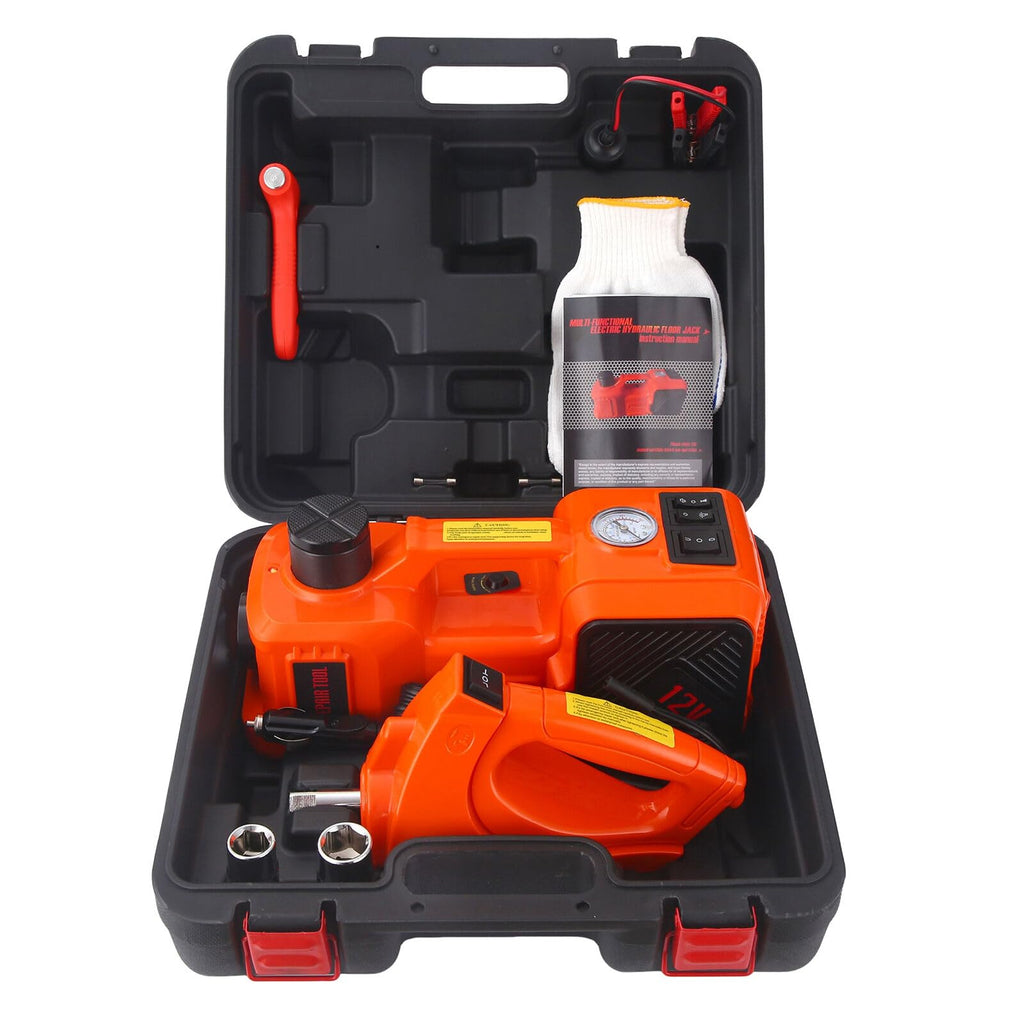 5 Ton Hydraulic Electric Car Jack Set with Tire Pump and Impact Wrench K380514