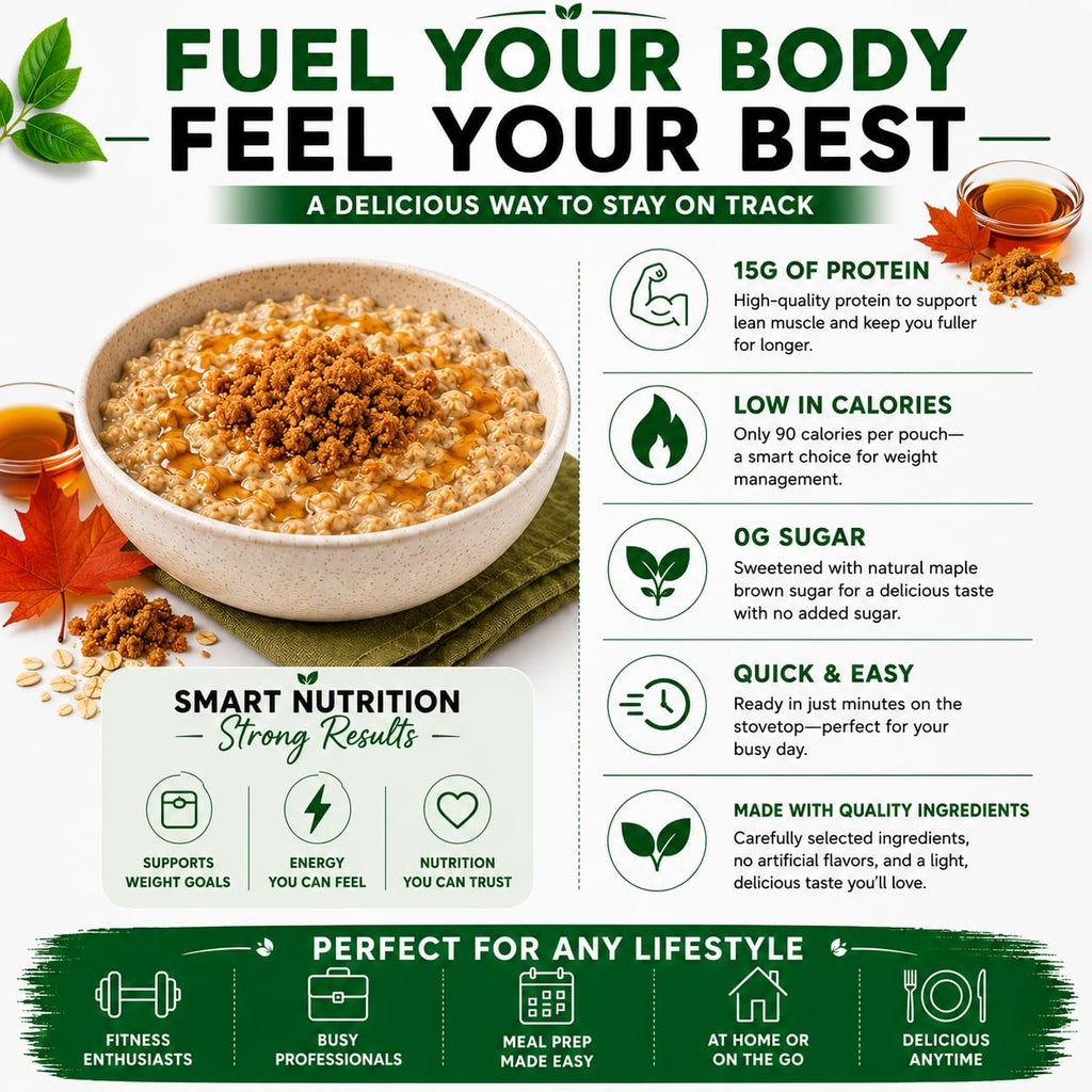High Protein Instant Oatmeal Mix, 15g Protein, 7 Servings, Maple Brown Sugar V8629