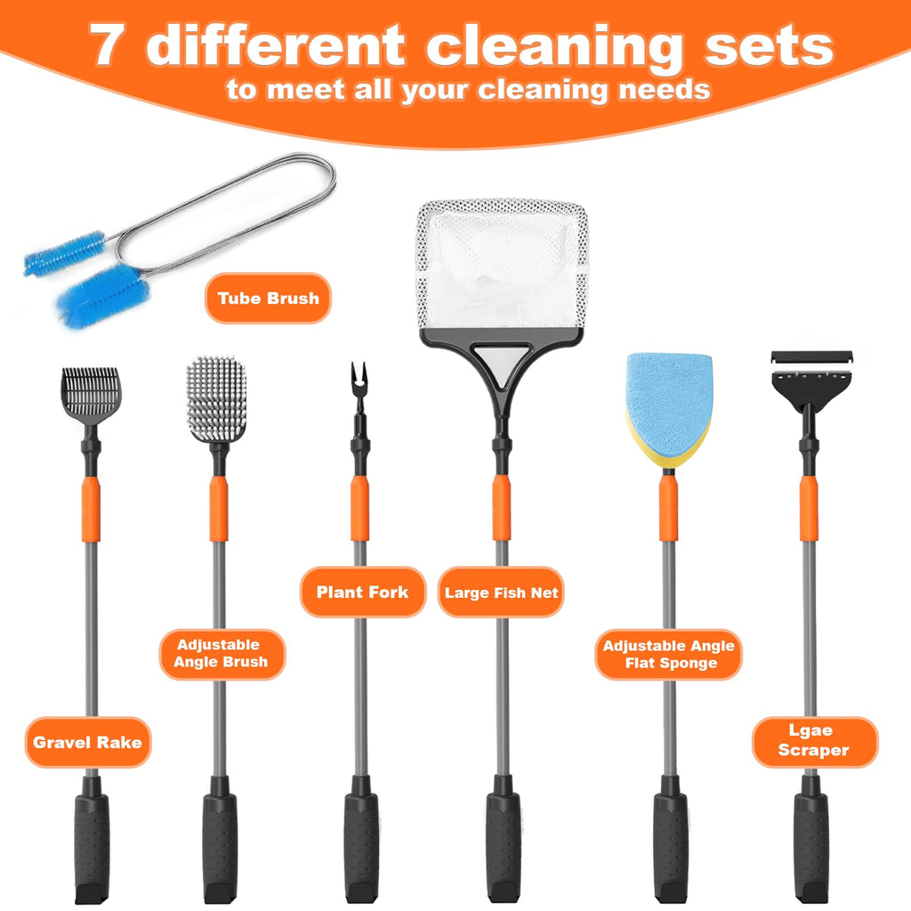 7-in-1 Aquarium Cleaning Tool with Telescopic Handle P648010