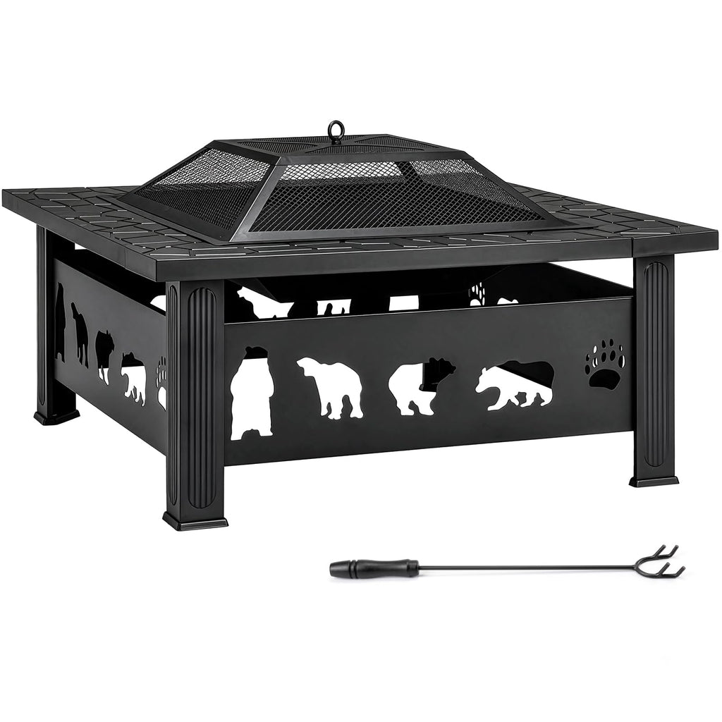 32 Inch Square Wood Burning Fire Pit Table T1745