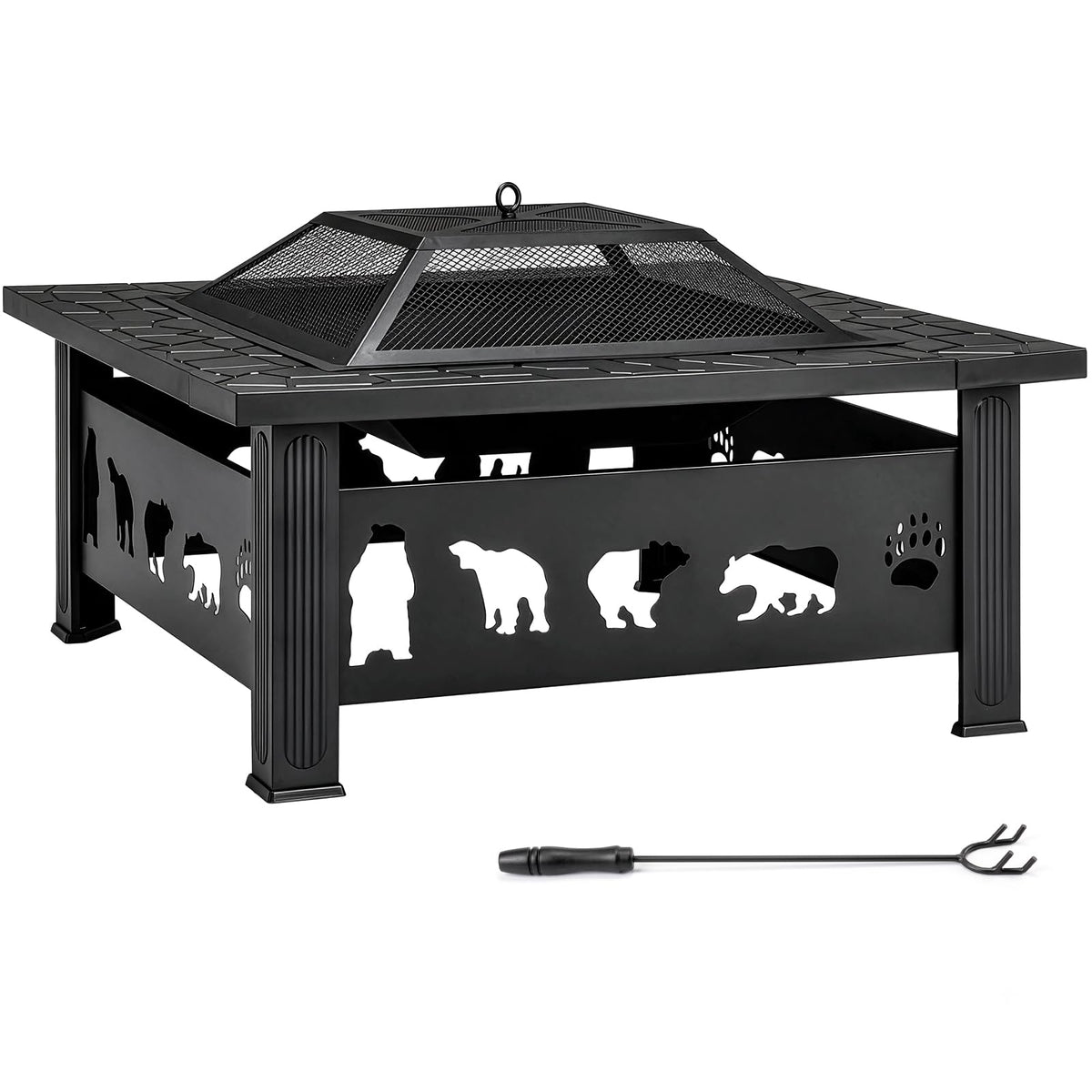 32 Inch Square Wood Burning Fire Pit Table T1745