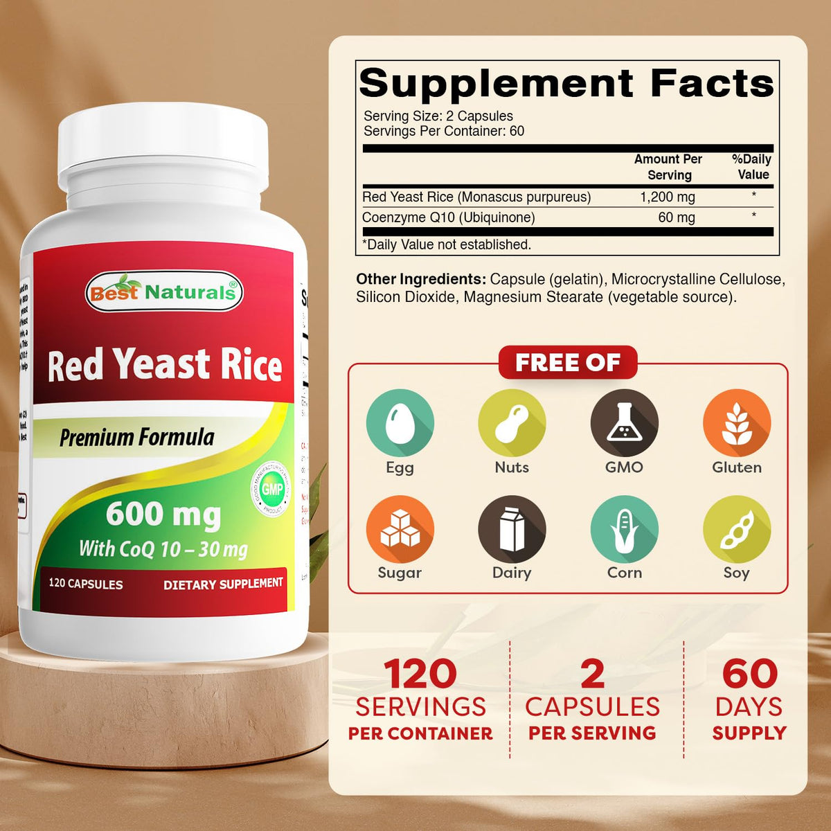 Red Yeast Rice with CoQ10 120 Capsules U3719