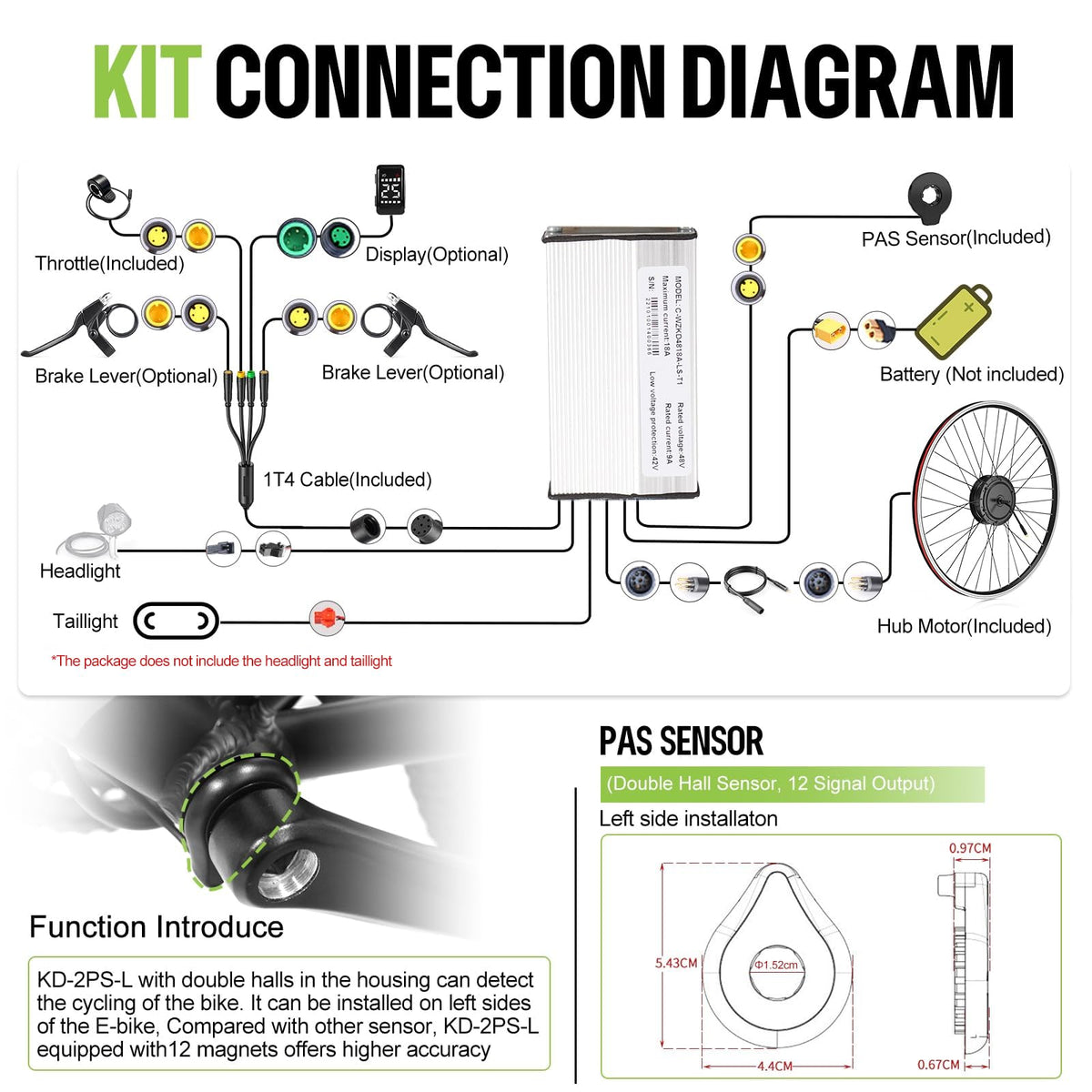 48V 500W Front Hub Motor Ebike Conversion Kit with Display O22637