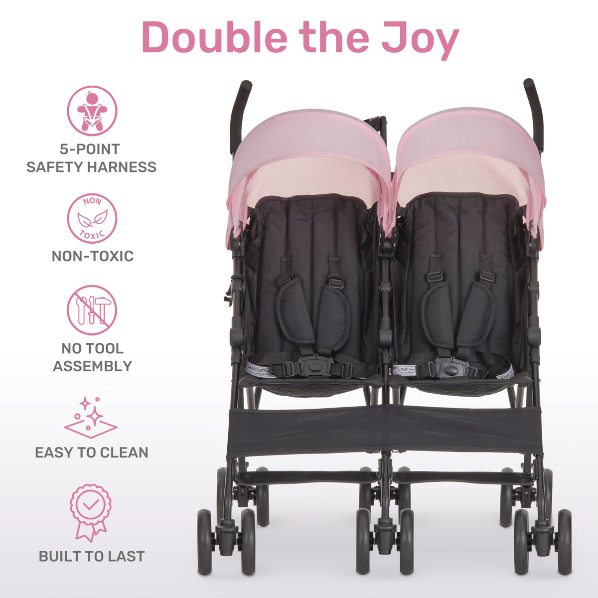 Pink Umbrella Stroller with Adjustable Canopy W808601