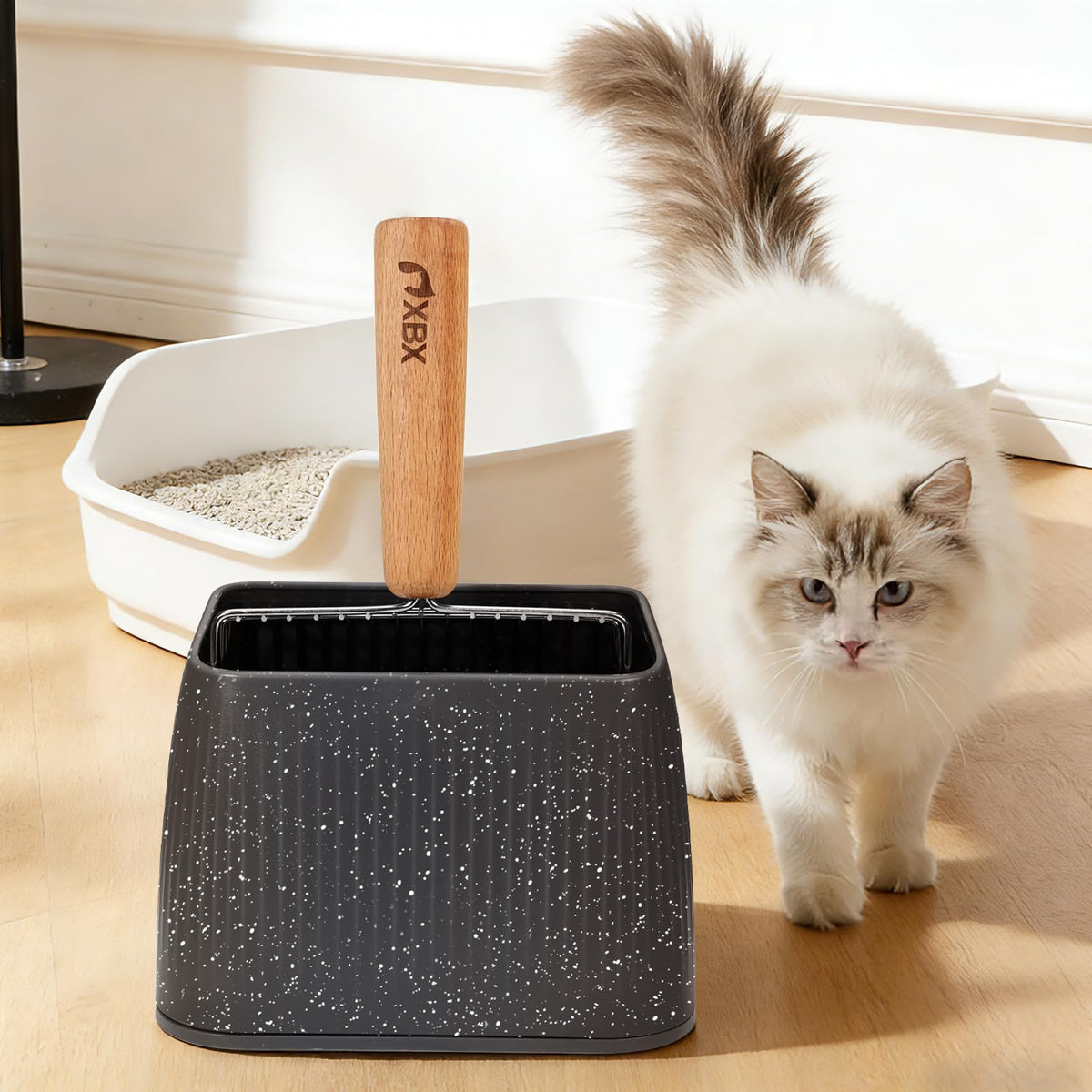 Heavy Duty Stainless Steel Cat Litter Scoop with Holder Y843
