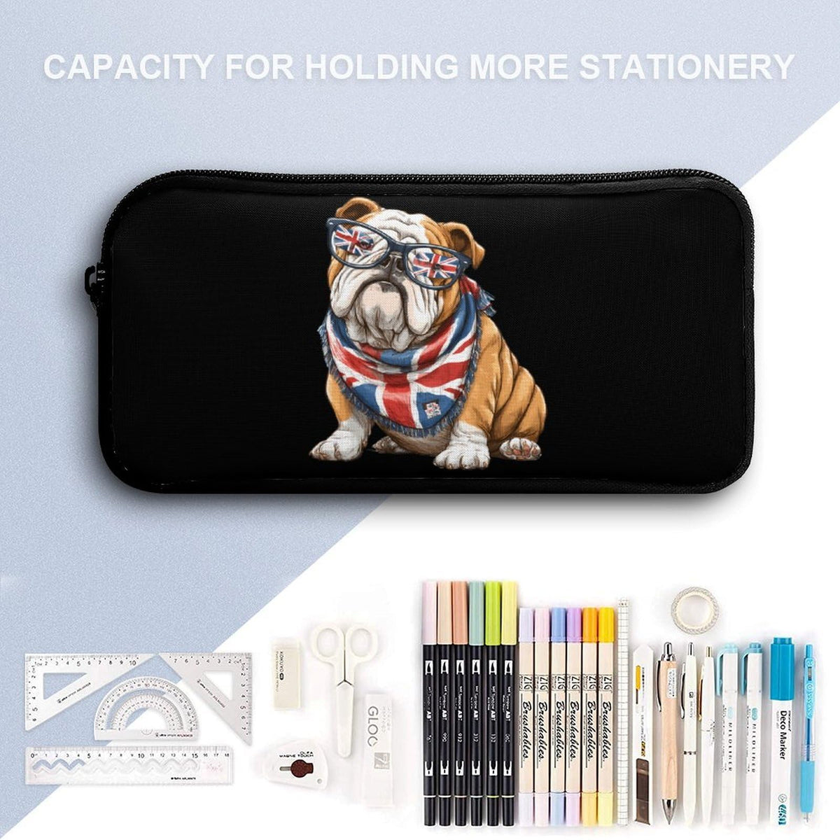 English Bulldog UK Flag Backpack with Lunch Box Pencil Case G906