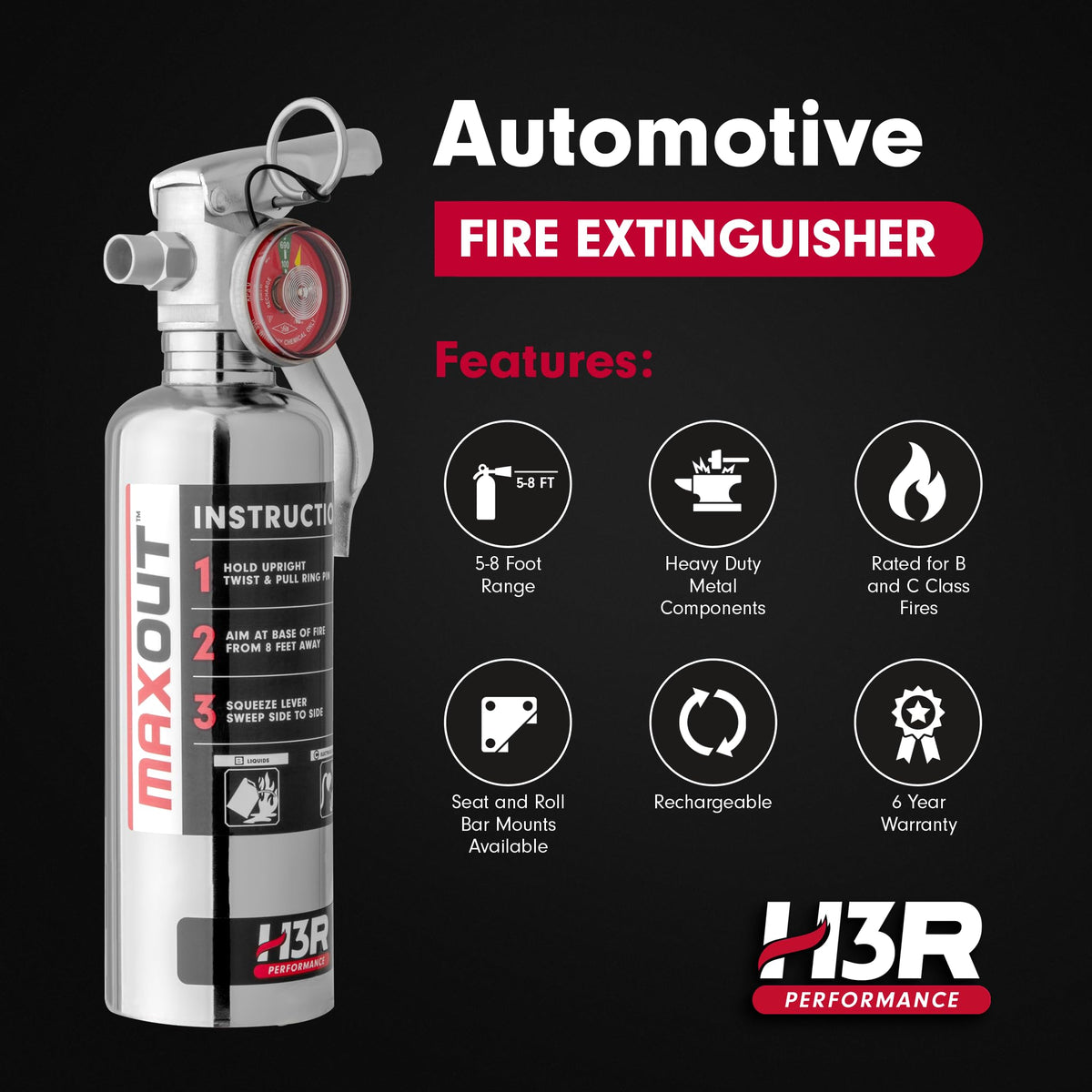Compact Refillable Purple K Dry Chemical Fire Extinguisher 1.0 lb I6659